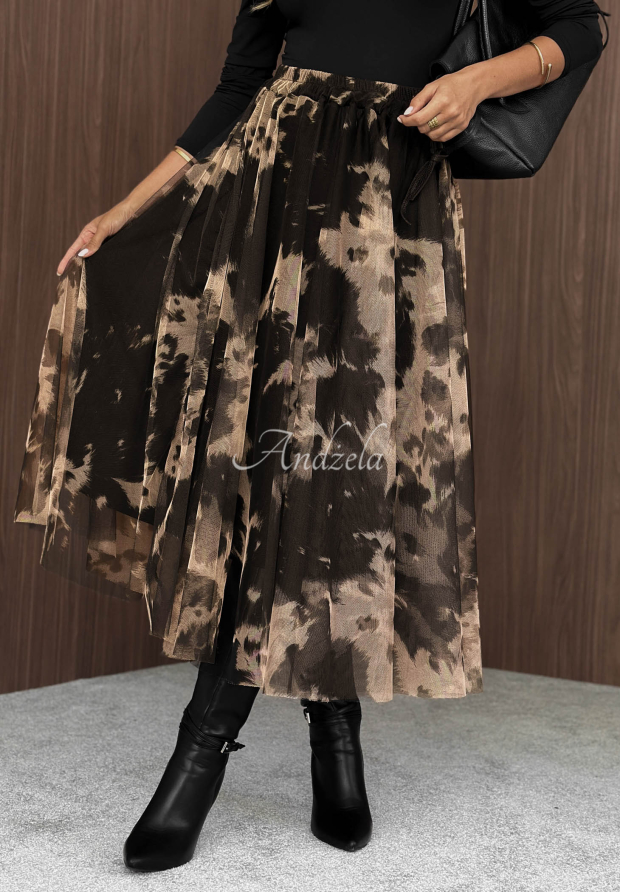 Tylov&aacute; midi sukňa s leopard&iacute;m vzorom Before Rain čierna