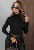 Blúzka longsleeve z półgolfem Femme Desire čokoládová
