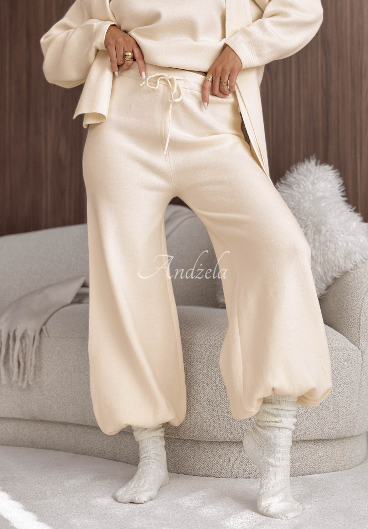 Pletená súprava so šálom s viskózou Style Darling ecru