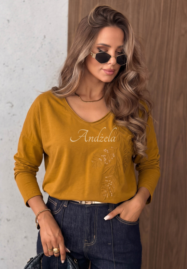 Bavlnen&aacute; bl&uacute;zka longsleeve s aplik&aacute;ciou Last Sunrays ťavia