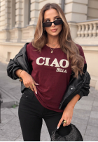 Tričko z napisem Ciao Bella bordová