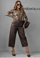 Skórzane Nohavice mom fit Warm Vanilla čokoládové