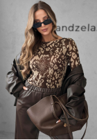 Blúzka longsleeve w panterkę After Noon čokoládová