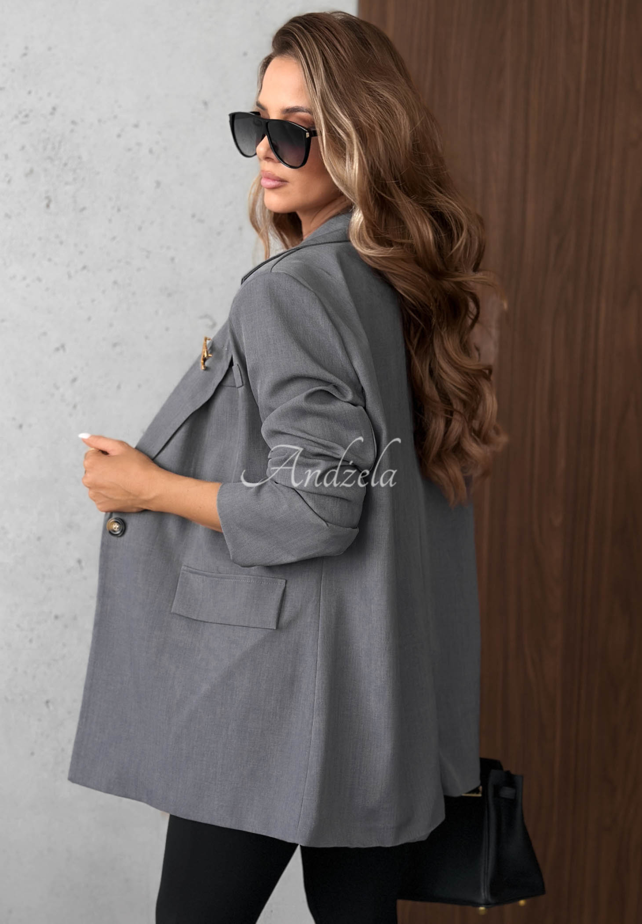 Elegantné sako s golierom Timeless Poise Sivá