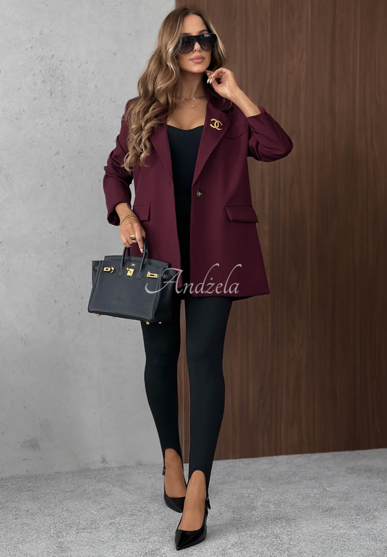 Elegantné sako s golierom Timeless Poise bordová