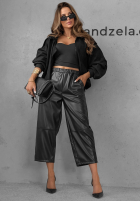 Skórzane Nohavice mom fit Warm Vanilla čokoládové