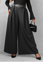 látkové Nohavice wide leg z paskiem Simple Elegance čierne