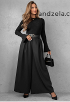 látkové Nohavice wide leg z paskiem Simple Elegance čierne