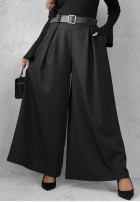 látkové Nohavice wide leg z paskiem Simple Elegance čierne