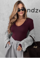 Blúzka longsleeve z dekoltem Main Girl čokoládová