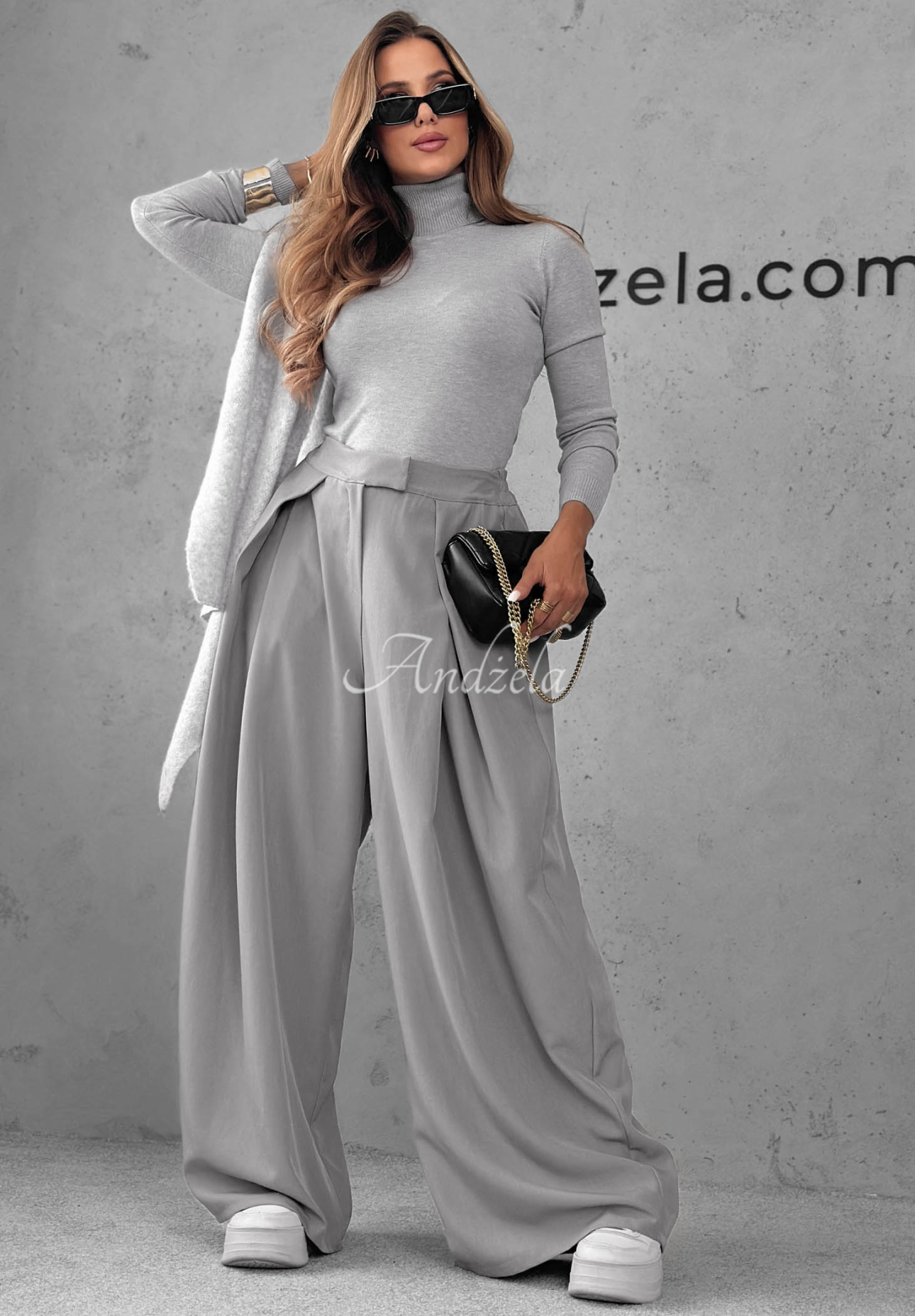 Elegantné nohavice so záhybmi The Edition sivé