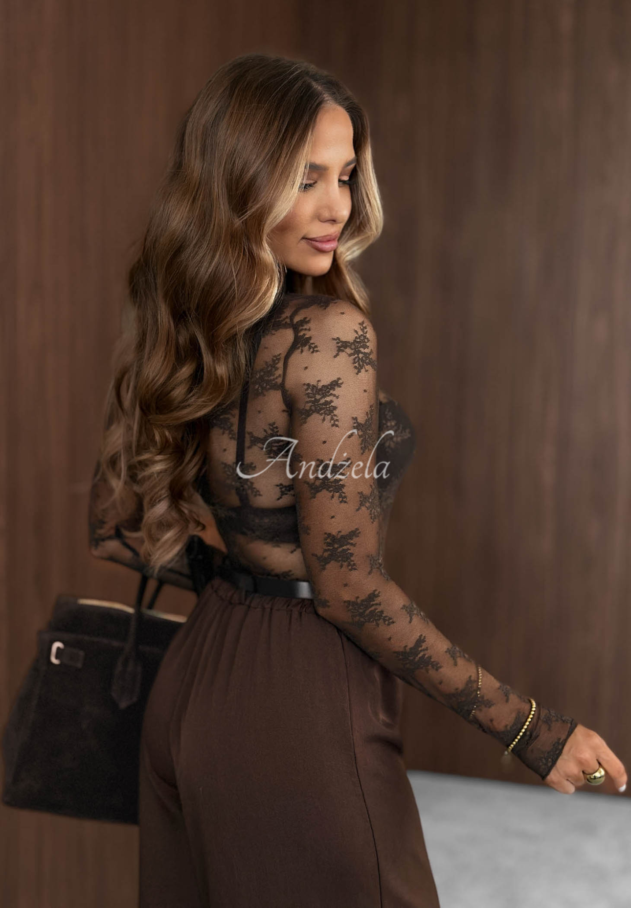 Čipkovaná blúzka longsleeve Blush Season čokoládová