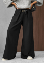Eleganckie Nohavice wide leg z zakładkami Timeless Poise čokoládové