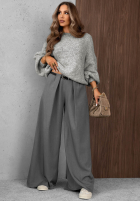 Eleganckie Nohavice wide leg z zakładkami Timeless Poise čokoládové