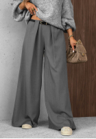 Eleganckie Nohavice wide leg z zakładkami Timeless Poise čokoládové