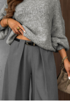 Eleganckie Nohavice wide leg z zakładkami Timeless Poise čokoládové