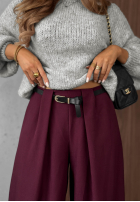Eleganckie Nohavice wide leg z zakładkami Timeless Poise čokoládové