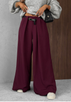 Eleganckie Nohavice wide leg z zakładkami Timeless Poise čokoládové