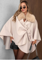 Kabát nietoperz z futerkiem Feather Soft sivý