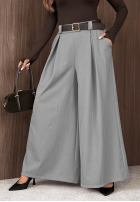 látkové Nohavice wide leg z paskiem Simple Elegance čierne