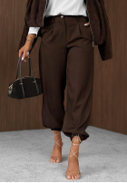 Eleganckie Nohavice joggery z gumką pasu Timeless Poise sivé