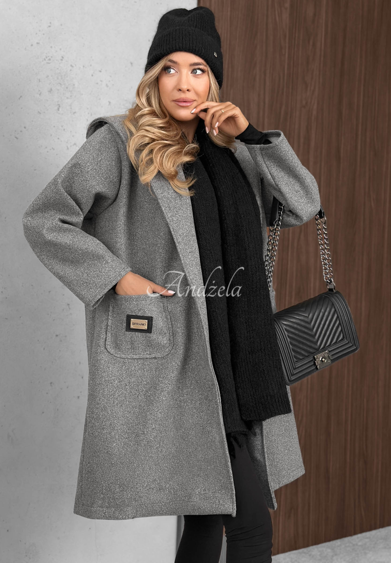 Dlhý oversize kabát s vlnou City Autumn sivý