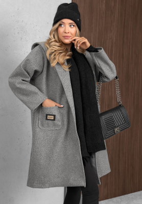 Dlhý oversize kabát s vlnou City Autumn sivý