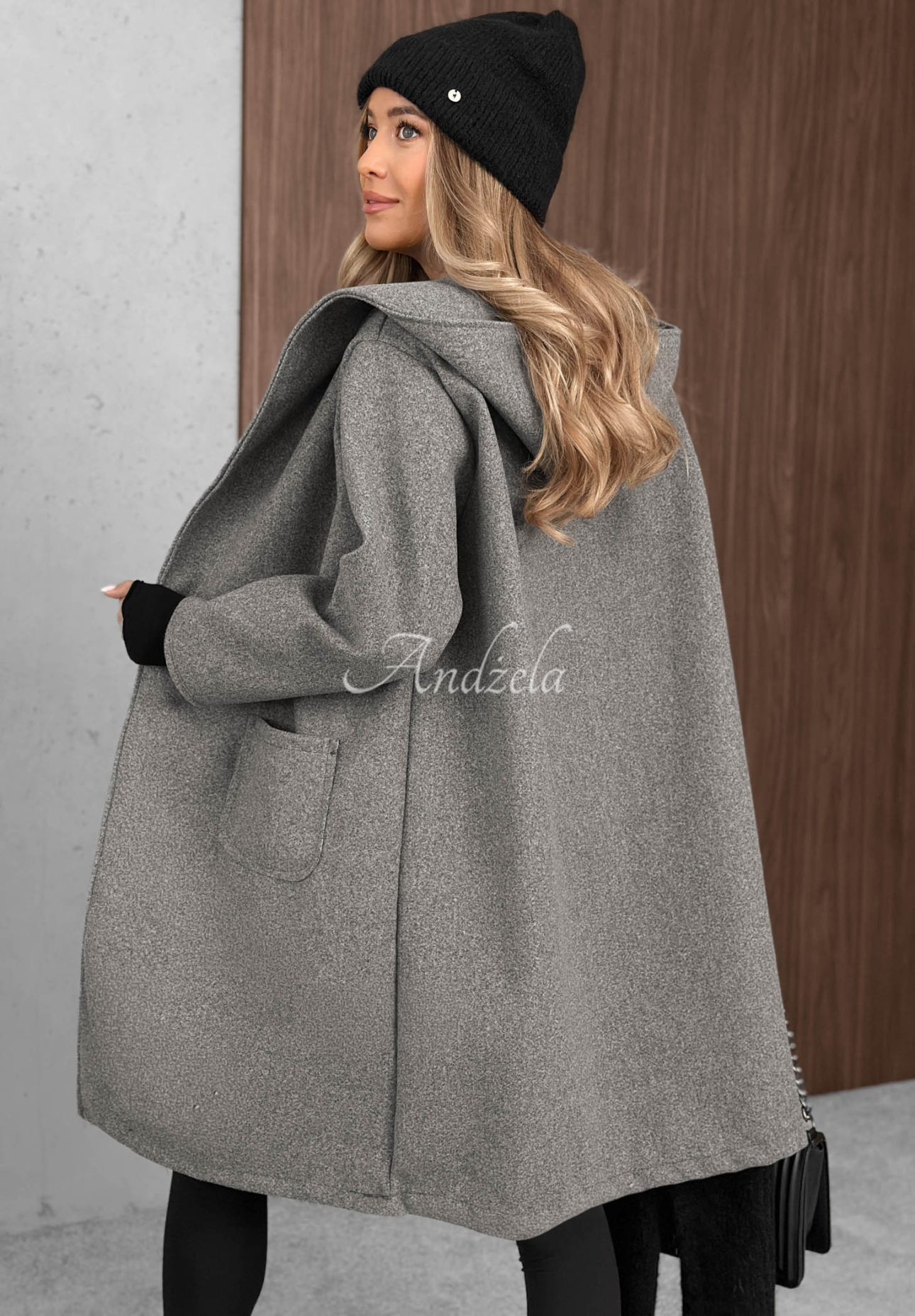 Dlhý oversize kabát s vlnou City Autumn sivý