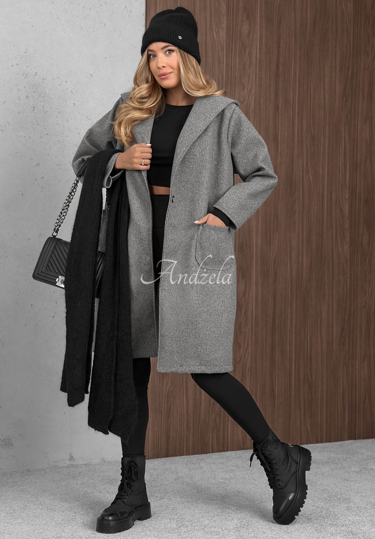 Dlhý oversize kabát s vlnou City Autumn sivý