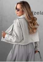 Krótki Kabát z kołnierzem Casual Calm Svetlosivá