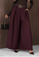 látkové Nohavice wide leg z paskiem Simple Elegance čierne