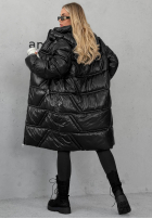 Długa Prešívaná Bunda s kapucňou Winter Mode čierna