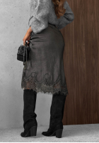 Sukňa  maxi z koronką Subtle Lace čokoládová