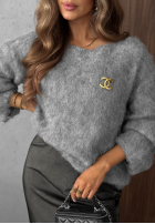 Miękki Sveter z szerokim dekoltem Pretty Softness sivý