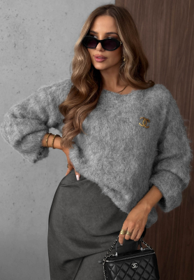 Mäkký sveter s vlnou Pretty Softness sivý