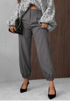 Eleganckie Nohavice joggery z gumką pasu Timeless Poise sivé