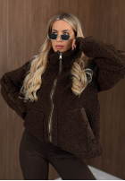 Bunda kożuszek sherpa z kołnierzem Cozy Darling čokoládová