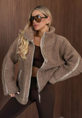 Kožúšková sherpa bunda so stojačikom Cozy Darling Mokka