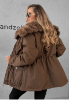 Krátka Bunda parka z futerkiem Last Chapter čokoládová