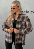Košeľa z kołnierzem w kratę Pine Valley čokoládová