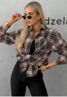 Košeľa z kołnierzem w kratę Pine Valley čokoládová