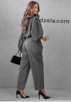 Elegancki Súprava Košeľa i Nohavice z zakładkami Modern Femme sivý