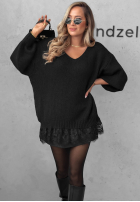 Sveter oversize z koronką Dusky Clouds rudy