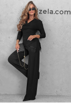Elegancki Súprava Blúzka z koronką i Nohavice Boss Babe čierne