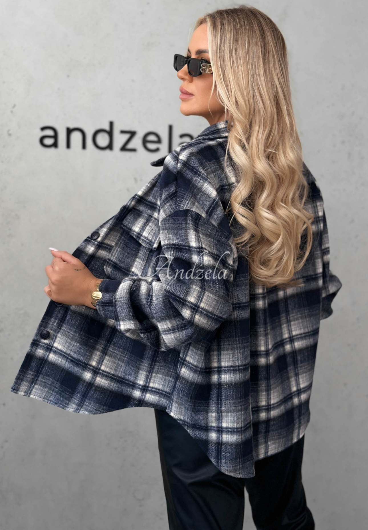 Károvaná košeľa s vlnou Maple Plaid tmavomodrá