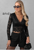 Krátka koronkowa Blúzka longsleeve Sweet Sin čierna