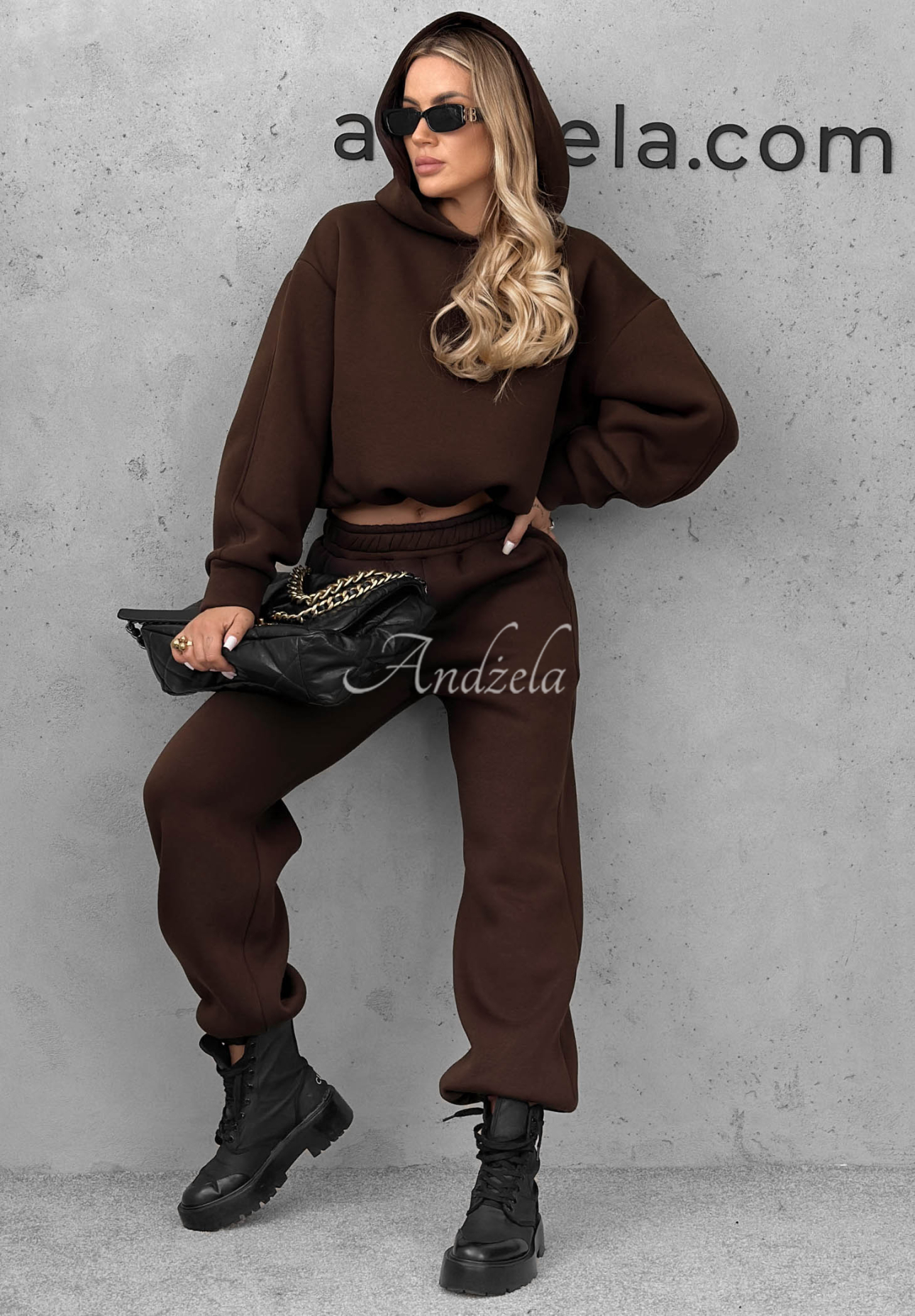 Bavlnená tepláková súprava Wrong Address čokoládový