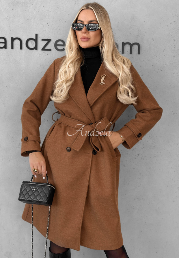Dlh&yacute; kab&aacute;t s golierom a opaskom Maple Street ťav&yacute;