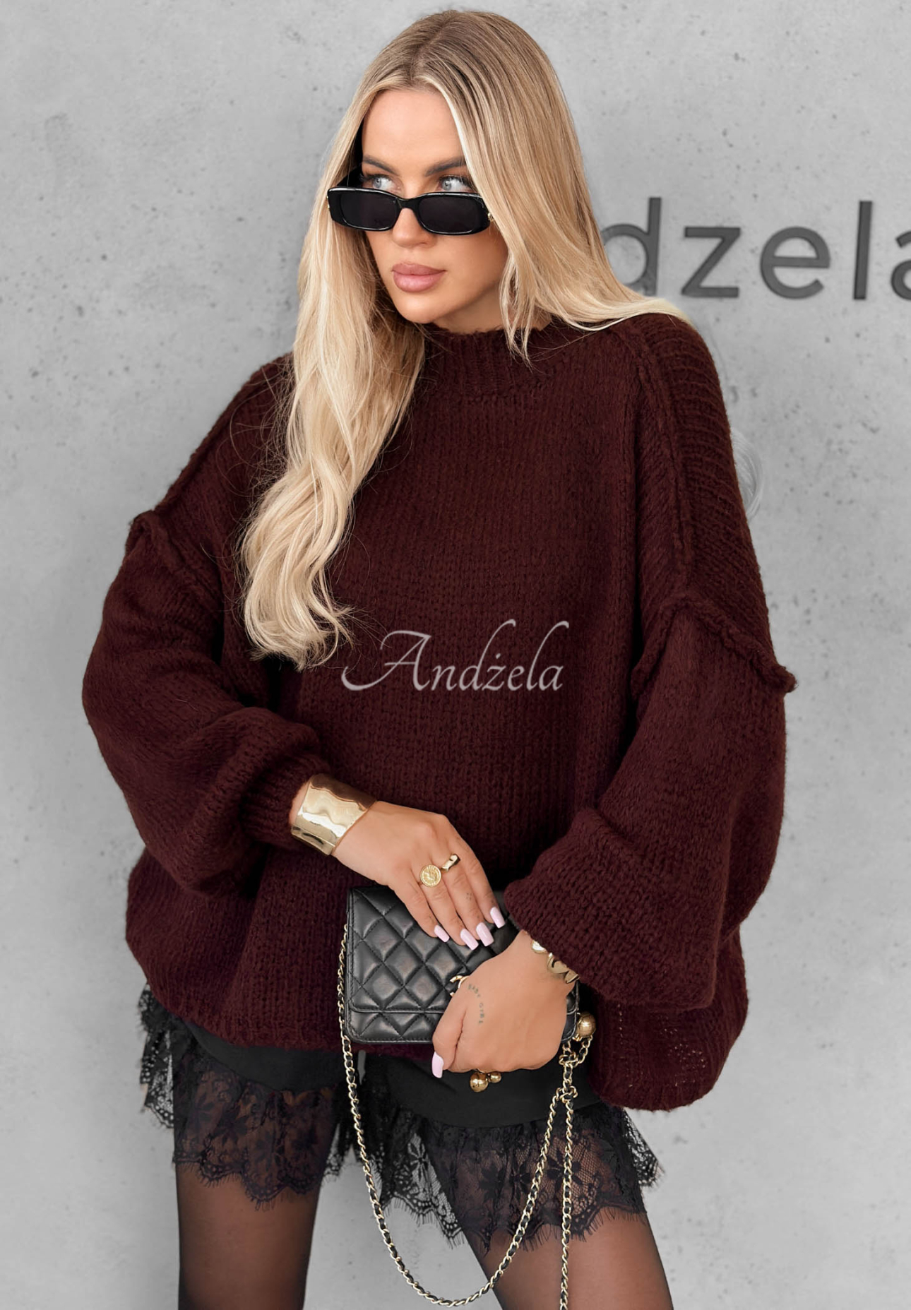 Mäkký oversize sveter November Mist bordová
