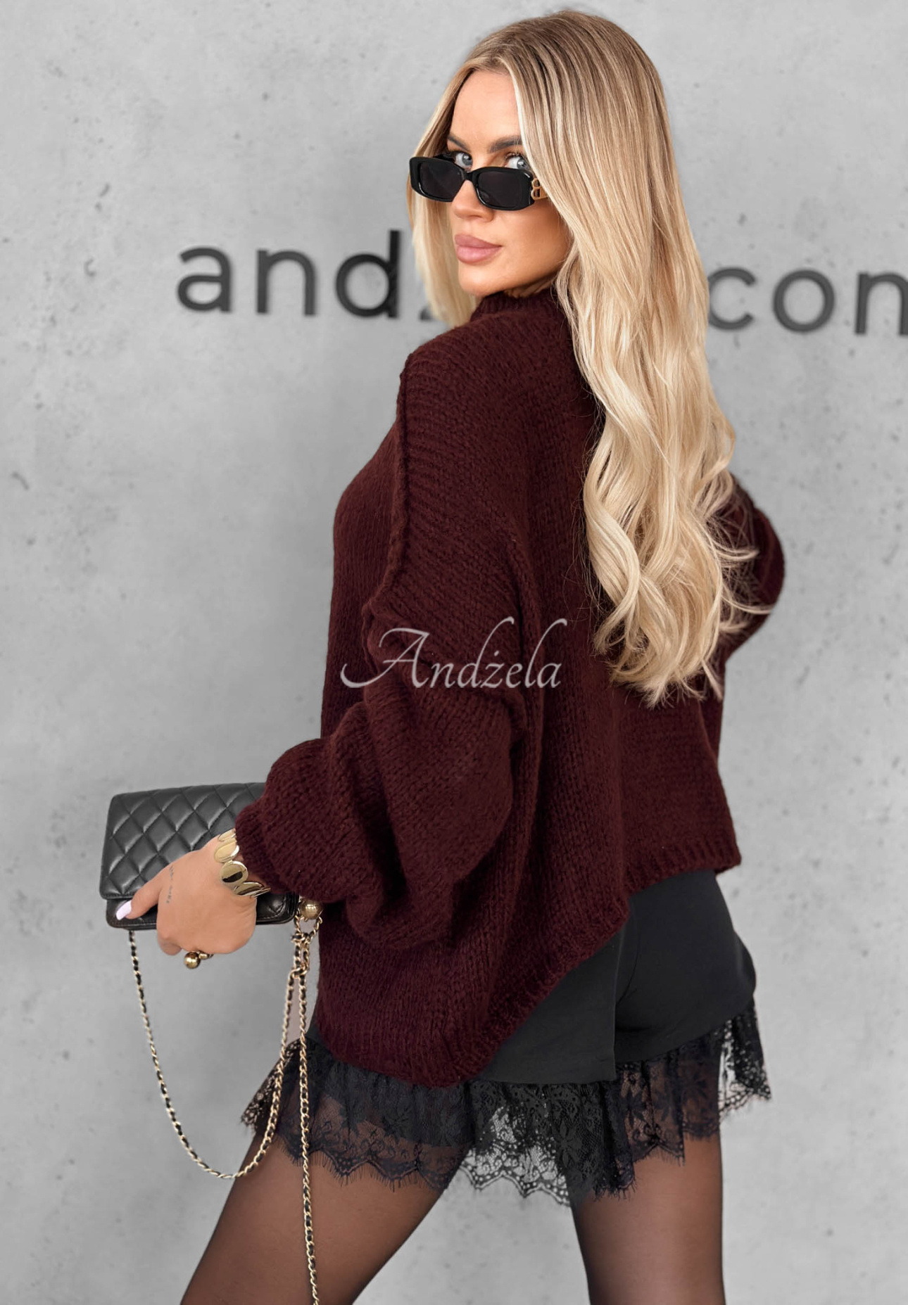 Mäkký oversize sveter November Mist bordová